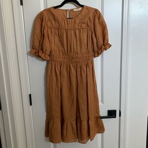 Frieeah Linen Puff Sleeve Dress